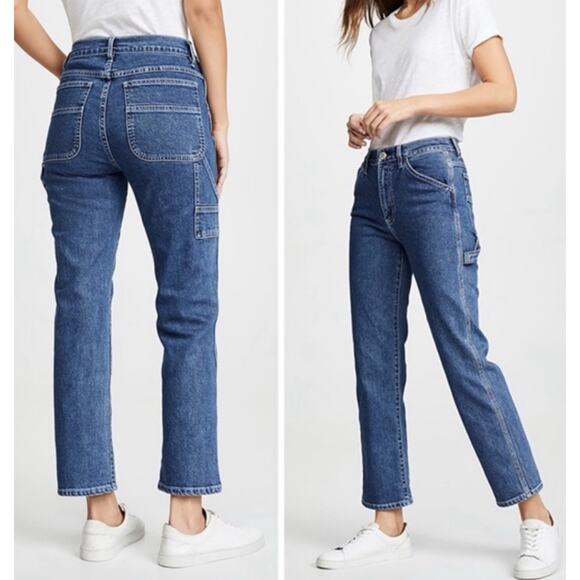 3x1 Rose Carpenter Jeans Cropped Women's Hester Wash High Rise Blue Women's 25 - Picture 1 of 10